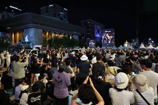 15일 서울 종로구 광화문광장에서 '광복 80년, 국민주권으로 미래를 세우다'를 주제로 한 이재명 대통령 국민임명식이 열리고 있다. 뉴시스
