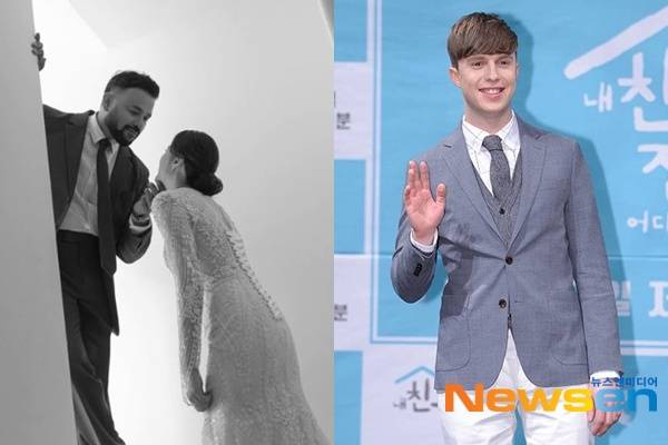 왼쪽부터 럭키 웨딩 화보, 줄리안/럭키 계정 캡처, 뉴스엔DB