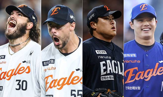 (왼쪽부터)코디 폰세, 라이언 와이스, 류현진, 문동주.