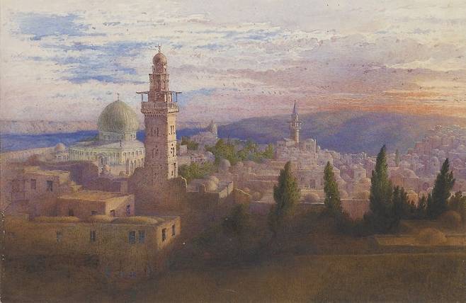 헤롯의 궁전(1842~1843년경). 여행 중 그린 수채화다. /피어폰트 모건 도서관