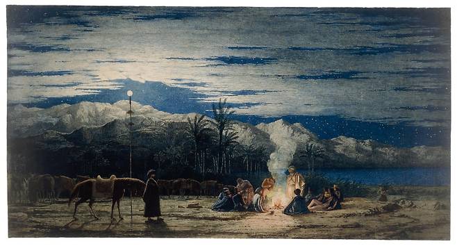 사막의 휴식(1845년경). 대드 일행이 중동을 여행할 당시 사막에서 휴식을 취했던 기억을 되살려 그린 것으로 보인다. 아름답고 서정적인 분위기가 두드러진다. /대영박물관