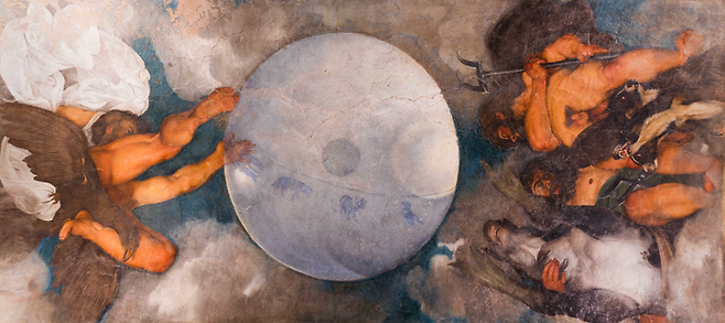 카라바조의 유일한 천장화 [Jupiter, Neptune and Pluto]. ©Palazzo Barberini