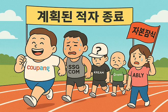 쿠팡의 전략은 현재의 업계 구조와 경기 상황에선 더 이상 통하지 않는다. 마지막 성공 사례가 될 가능성이 크다. ChatGPT 생성 이미지