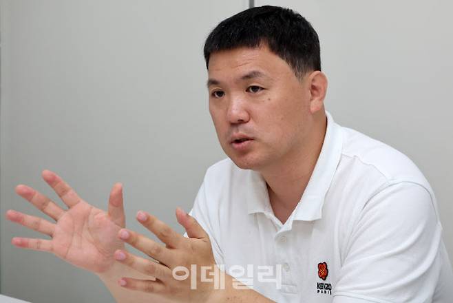 강율빈 넵튠 대표가 서울 강남구 넵튠 본사에서 이데일리와 인터뷰를 진행하고 있다.(사진=방인권 기자)