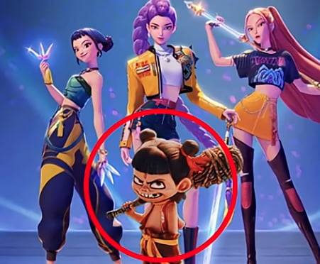 넷플릭스의 '케이팝데몬헌터스'(케데헌)와 중국 애니메이션 영화 '너자' 캐릭터가 합성된 이미지. /출처=온라인 커뮤니티