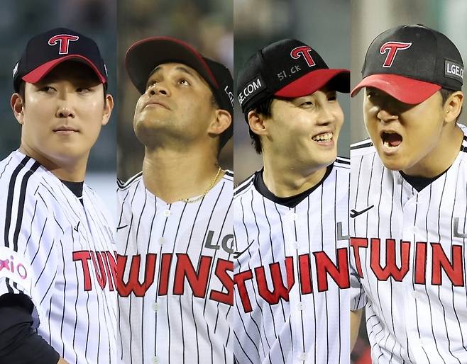 왼쪽부터 손주영, 치리노스, 임찬규, 송승기. IS 포토