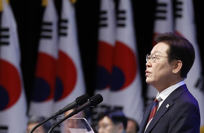 ▲ 이재명 대통령, 80주년 광복절&nbsp;경축사 [연합뉴스]&nbsp;