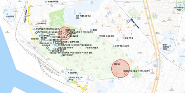 인천 중구 개항장 일대 근현대문화유산을 간결하게 표현한 위치도. 인천연구원 제공