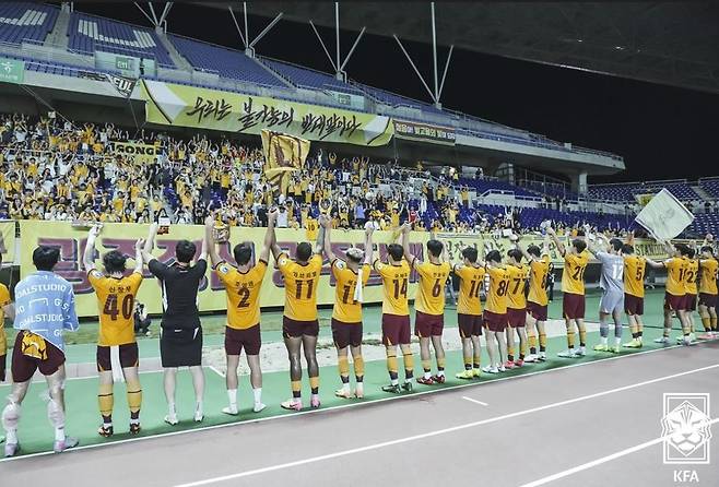 Gwangju players who beat Ulsan in the Korean Cup quarter -finals. (Provided by the Korean Football Association. Resale and DB)