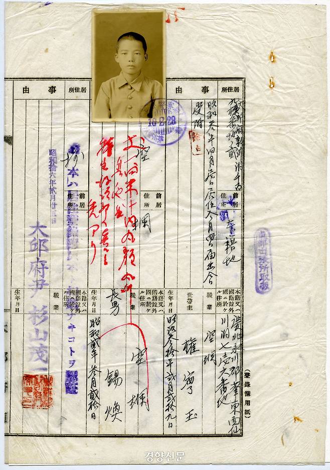 1941년 도항증명서. 김한근 부경근대사료연구소 소장