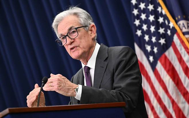 지난달 30일 미국 워싱턴DC에서 열린 연방공개시장위원회(FOMC) 회의 후 기자회견에서 제롬 파월 연방준비제도(연준) 의장이 발언하고 있다./로이터=뉴스1