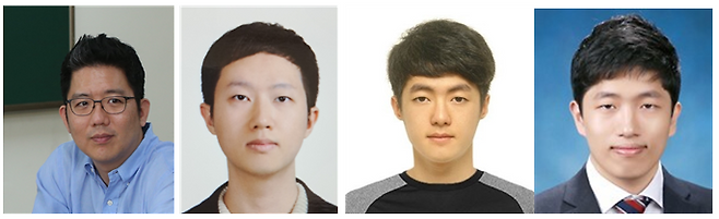 기술개발 연구진. 사진 왼쪽부터 KAIST 전산학부의 이주영 교수, 정우혁 박사과정, 황성하 박사과정, 김휘겸 삼성전자 연구원.