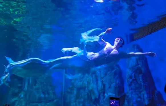 중국 다이빙 선수 출신 샤오 송이 ‘인어 공연’을 하고 있다. [사진출처 = SCMP]