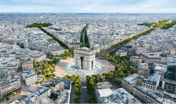 파리 샹젤리제 거리 녹지 조성 프로젝트 프랑스는 2030년까지 샹젤리제의 8차로를 절반으로 줄이고,  보행로와 녹지를 대폭 확충하는 재생사업을 추진하고 있다.  총 2억5천만 유로를 투입해 1단계로 2024년 올림픽 전까지 콩코르드 광장을 정비하고,  이후 전 구간을 순차적으로 녹지화해 대기질 개선, 열섬 완화, 시민 공간 확대를 목표로 한다.  [출처 : PCA-Stream 누리집]