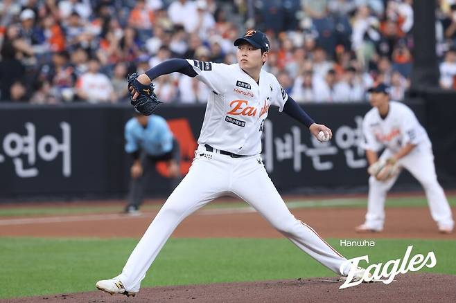 ▲ 대체 선발로 나섰으나 아쉬움을 남긴 조동욱 ⓒ한화이글스