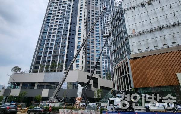 현대건설의 파주 '힐스테이트 더 운정' 현장. [사진=곽경호 기자]