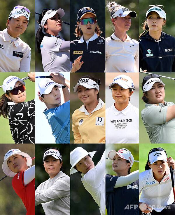 2025년 미국여자프로골프(LPGA) 투어 CPKC 여자오픈에 출전하는 고진영, 윤이나, 전인지, 넬리 코다, 리디아 고, 김아림, 박성현, 이정은6, 김세영, 유해란, 양희영, 이정은5, 이소미, 최혜진, 지노 티띠꾼. 사진제공=ⓒAFPBBNews = News1 (사진을 무단으로 사용하지 마십시오.)