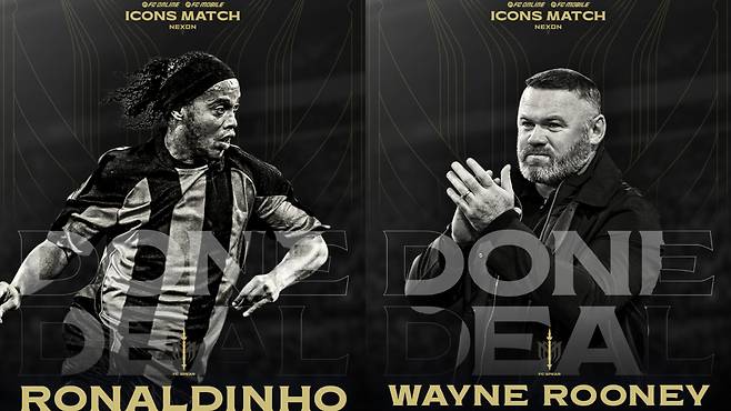 Former professional footballers Ronaldinho and Wayne Rooney will play in the Nexon Icons Match at the Seoul World Cup Stadium in Mapo District, western Seoul, in September. [NEXON]