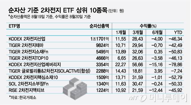 순자산 기준 2차전지 ETF 상위 10종목/그래픽=최헌정