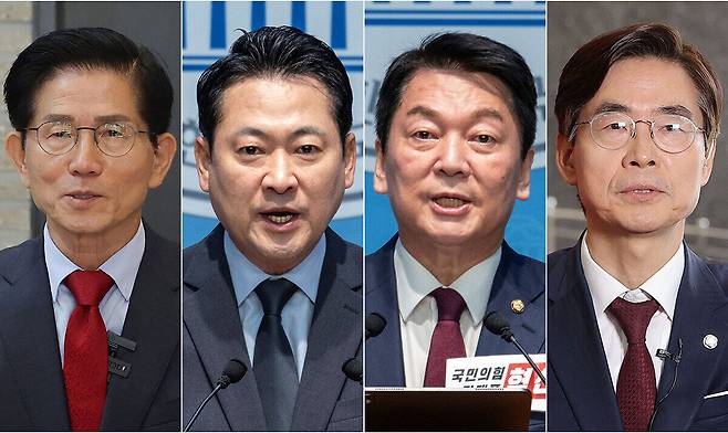 (왼쪽부터) 김문수, 장동혁, 안철수, 조경태 후보. 연합뉴스