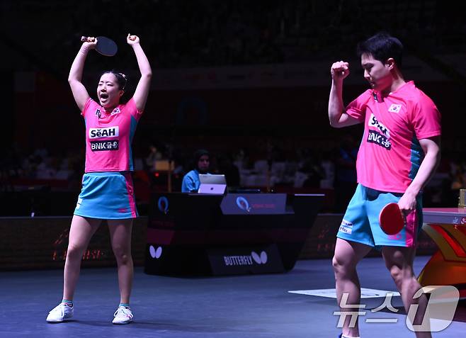 한국 탁구 혼합복식 듀오 임종훈과 신유빈. /뉴스1 ⓒ News1 사진공동취재단