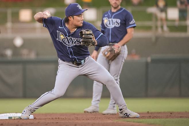 탬파베이 김하성(30)이 허리 염증 증상으로 부상자 명단에 올랐다. 사진 | Imagn Images 연합뉴스