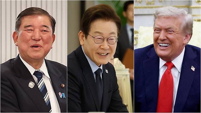 이시바 시게루 일본 총리, 이재명 대통령, 트럼프 미국 대통령(왼쪽부터).