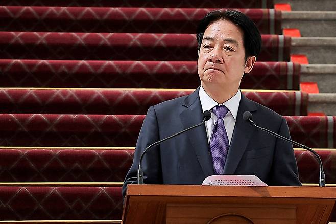 라이칭더 대만 총통이 지난 3월 14일 수도 타이페이에서 기자회견에 참여하고 있다. [로이터]