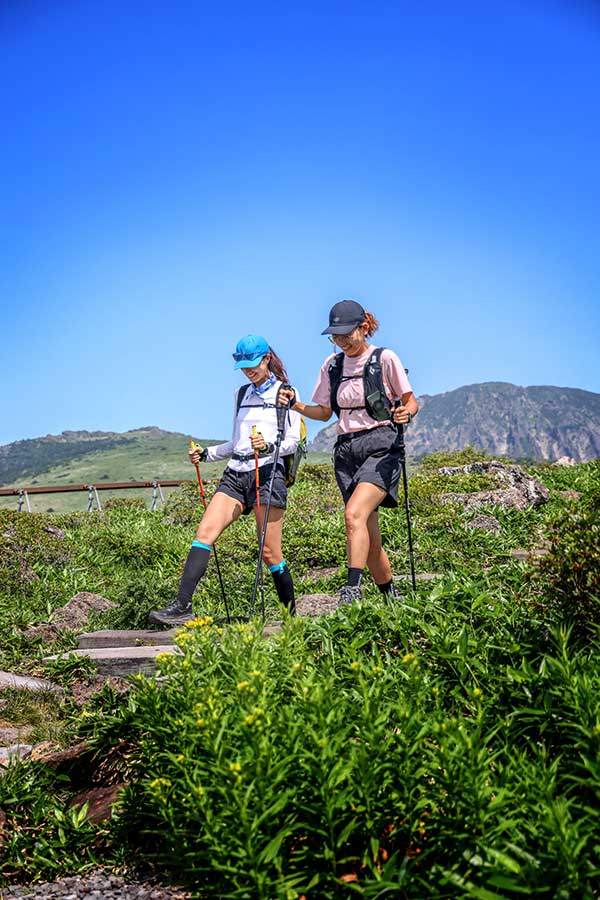 한라산 남벽을 배경으로 열린 대초원을 여한없이 걸을 수 있는 윗세오름~어리목 구간.