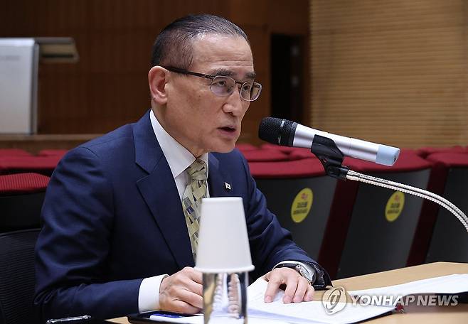 위성락 안보실장 기자간담회 (서울=연합뉴스) 한상균 기자 = 위성락 국가안보실장이 22일 서울 용산 대통령실에서 한미, 한일 정상회담 등 현안 관련 기자간담회를 하고 있다. 2025.8.22 xyz@yna.co.kr