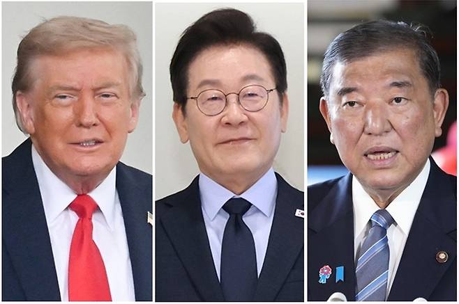 도널드 트럼프 미국 대통령, 이재명 대통령, 이시바 시게루 일본 총리 [AFP=연합뉴스·연합뉴스 자료사진. 재판매 및 DB 금지]