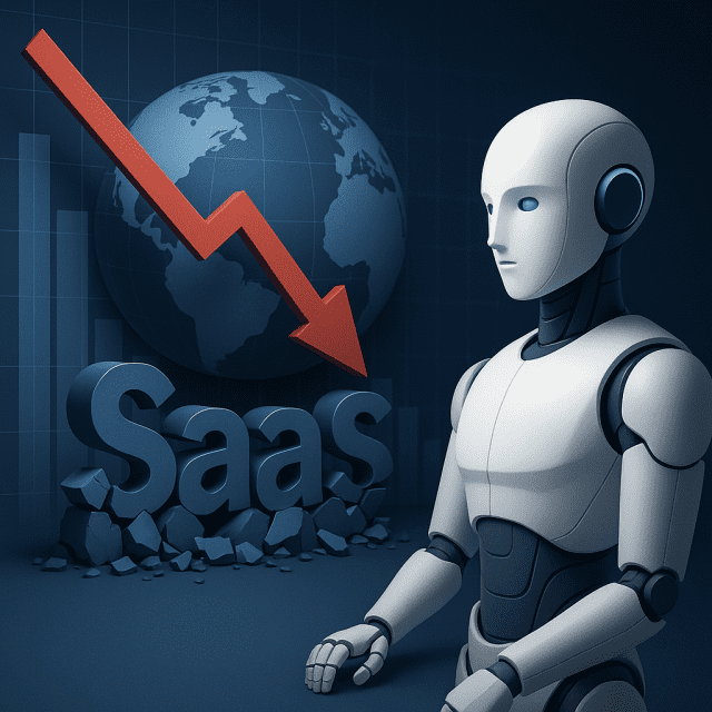 AI 에이전트의 부상으로 글로벌 시장에서 SaaS 종말론이 등장하고 있다. (사진=챗GPT 제작)