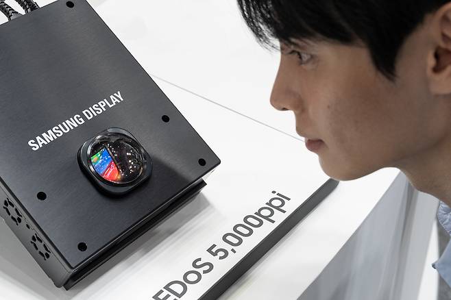 삼성디스플레이가 업계 최고 5000PPI 해상도를 구현한 올레도스. [삼성디스플레이 제공]