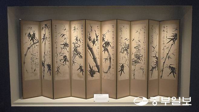 여운형의 환갑을 맞아 서화가이자 독립운동가인 김진우(1883~1950)가 그려 선물한 대나무 그림 병풍. 임창희기자