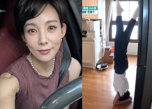 설수현은 물구나무서기로 혈액순환을 돕고 근력도 키웠다. [사진=설수현 SNS, TV조선]