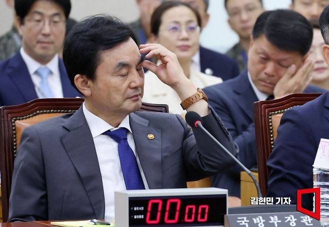 안규백 국방부 장관이 25일 국회에서 열린 국방위원회 전체회의에 참석하고 있다. 2025.8.25 김현민 기자
