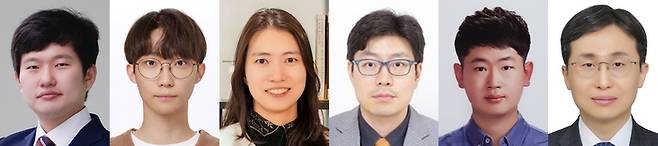 (왼쪽부터) 양지웅 DGIST 교수, 김기욱 박사과정생, 최문기 유니스트 교수, 박종남 교수, 김동룡 석사, 김대형 서울대 교수