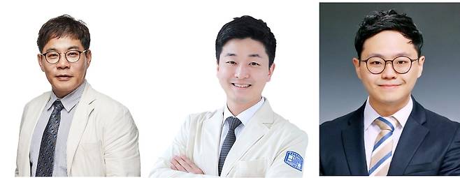 왼쪽부터 서울성모병원 순환기내과 장기육·이관용 교수, 국군수도병원 김상현 교수. [서울성모병원 제공]
