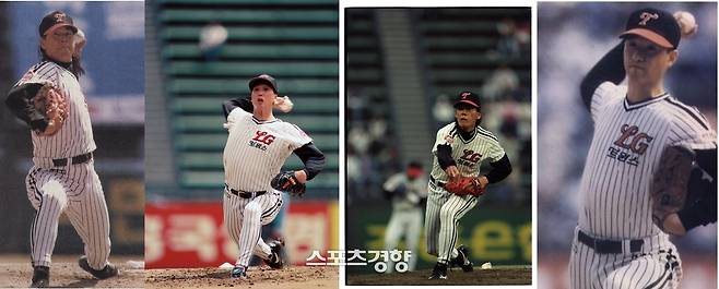 1994년 LG 선발진을 이끌었던 투수들. 왼쪽부터 이상훈, 김태원, 정삼흠, 인현배.    경향신문 DB