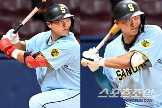 상무 한동희와 이재원. 스포츠조선DB