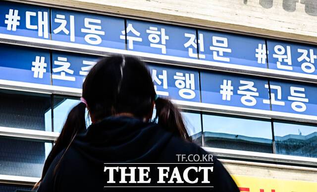 과도한 영유아 대상 영어 사교육이 인권 침해에 해당하고 공교육을 훼손한다는 우려가 커지는 가운데 제재 장치 마련 필요성이 제기됐다. 대치동 학원가 자료사진. /남윤호 기자