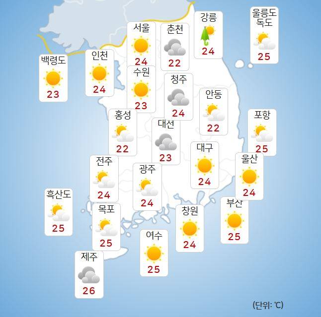 ⓒ기상청: 내일(27일) 오전 날씨