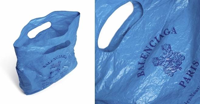 프랑스 명품 브랜드 발렌시아가가 2025년 겨울 시즌 컬렉션에서 선보인 ‘남성 마르쉐 패커블 토트백 미디엄 블루’. 국내 판매가는 147만원. 자료 : 발렌시아가 홈페이지