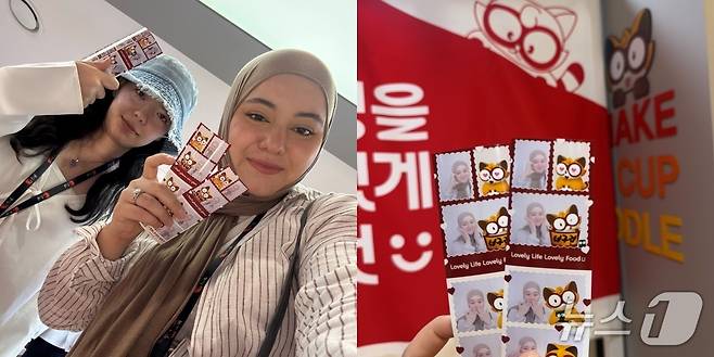 27일 뉴스1이 외국인을 대상으로 개최한 'K-브랜드 글로벌 캠프'에 참가한 마디나 씨가 '맛있는 인생 네컷'을 촬영했다/뉴스1 ⓒ News1 이강 기자