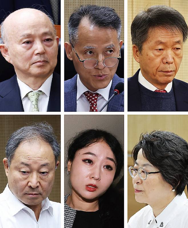 지난 2월10일 윤석열 방어권 보장 안건에 찬성했던 인권위원들. 위 왼쪽부터 시계방향으로 안창호 위원장, 이충상·김용원 상임위원, 강정혜·이한별·한석훈 위원. 이충상 전 상임위원만 3월1일 사직했고, 나머지는 현직에 있으며 인권위원 다수를 점하고 있다. 김영원 기자 forever@hani.co.kr, 신소영 기자 viator@hani.co.kr, 정용일 선임기자 yongil@hani.co.kr