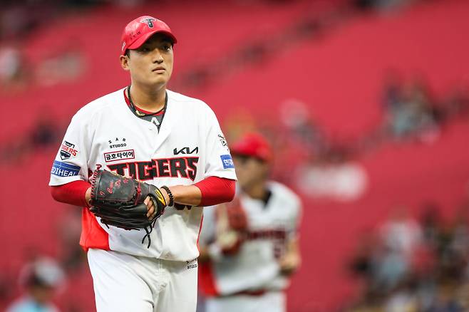 최근 극심한 부진에 빠져 우려를 낳고 있는 오른손 투수 김도현. KIA 제공