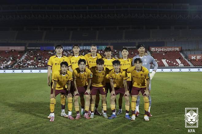 부천과 2025 하나은행 코리아컵 4강 2차전에 나선 광주 선수단. 사진=KFA