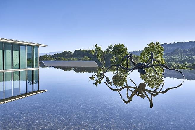 루이스 부르주아의 ‘웅크린 거미' 옆 안도 타다오의 '아트 센터' 그 뒤에는 장 누벨의 '큐브리'다 / 사진. ©The Easton Foundation New York ADAGP Paris, 2021 Photo Richard Haughton