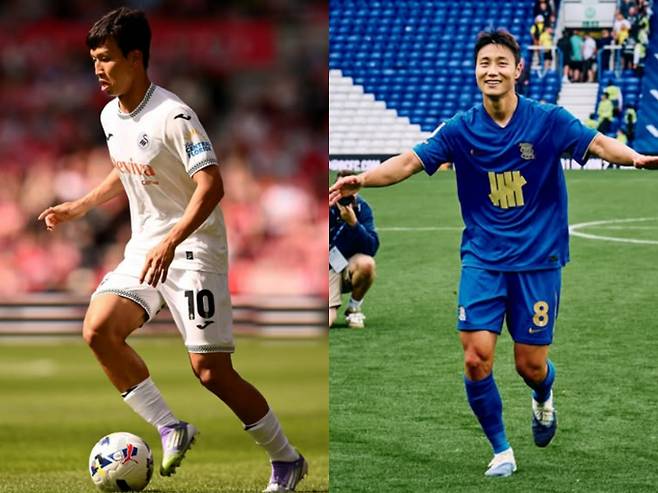 잉글랜드 챔피언십에서 활약 중인 백승호와 배준호가 카라바오컵 2라운드 탈락했고 엄지성만 상위 라운드로 진출했다. 사진은 스완지 시티에서 활약 중인 엄지성(왼쪽)과 버밍엄 시티에서 활약 중인 백승호의 모습. /사진=스완지·버밍엄 시티 인스타그램 캡처