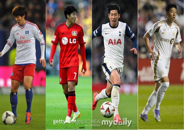 왼쪽부터 함부르크, 레버쿠젠, 토트넘, LAFC 소속 손흥민. /게티이미지코리아